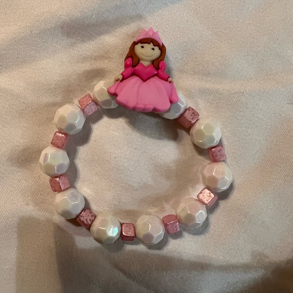 Princess Beaded Bracelet for Kids - Pink and White